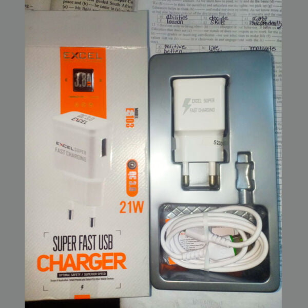 Excel fast charger 18w max quick excel type c charger