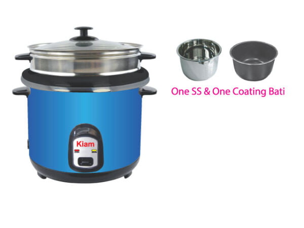 Kiam Rice cooker Steel – (One SS bati & One Coating bati) Straight 1.8 Ltr SJBS-8704