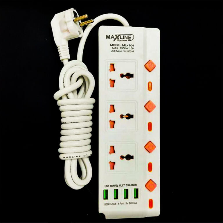 Maxline ml 704 4 usb 7 outlets fast charging multiplug power strip 1