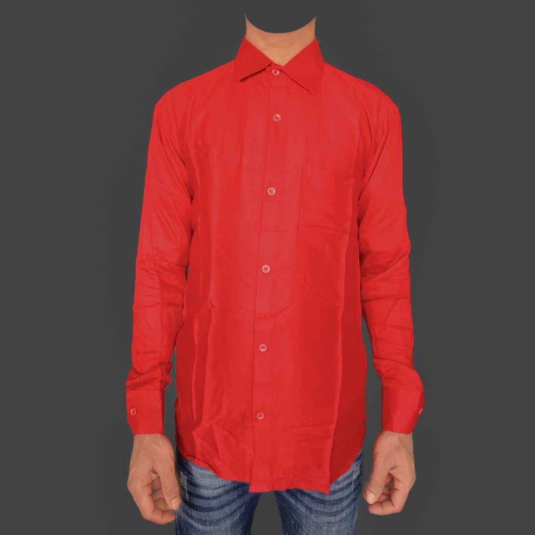 Men's Long Sleeve Classic Fit Pocket Solid Casual Red Shirt (2) copy Fashionable and stylish cotton pajama for men