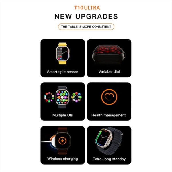 T10 ultra smart watch 2. 09 infinite display variable dial heart rate monitoring 11