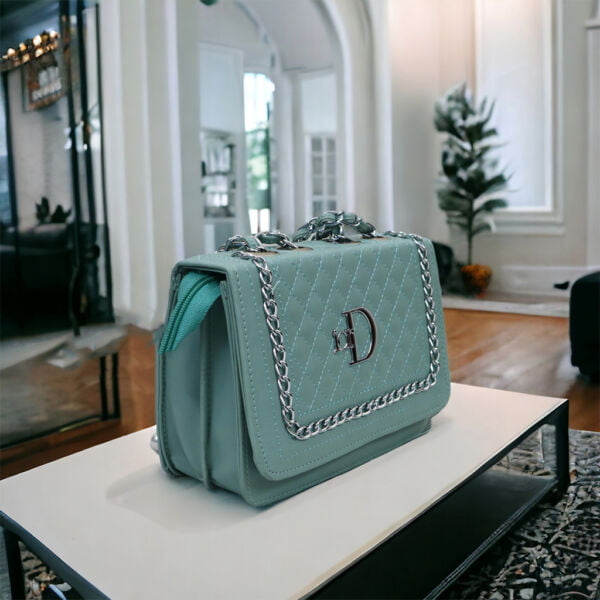 Luxury pvc leather clutch handbag and purse - with chain