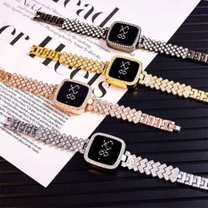 Women’s led display digital touch screen diamond stones design gorgeous look fashion watch