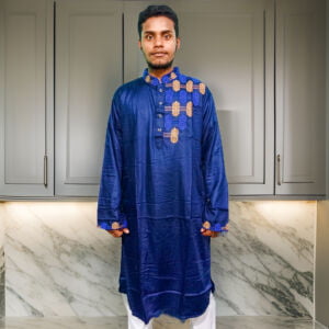 Soft cotton white panjabi with black contrast panjabi