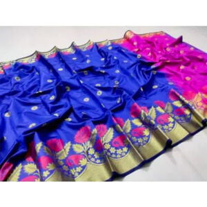 Katan japani silk saree for women without blouse piece - multicolor