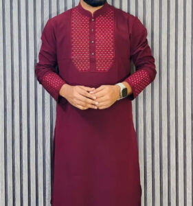 Tensile cotton solid colour high quality fashionable panjabi