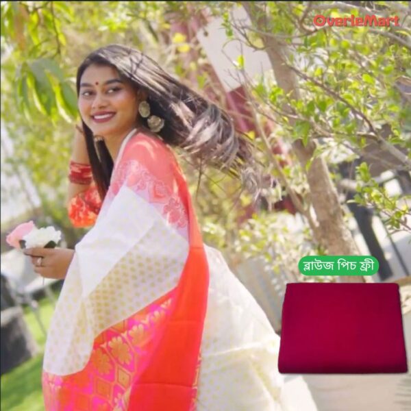 Indian soft kanjivaram saree with blouse piece 2
