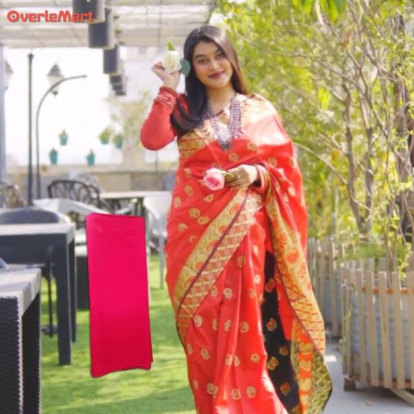 Indian soft kanjivaram saree with blouse piece 7 1