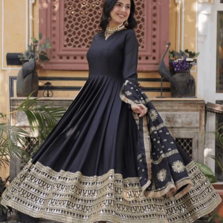 Latest readymade gown and dupatta 1