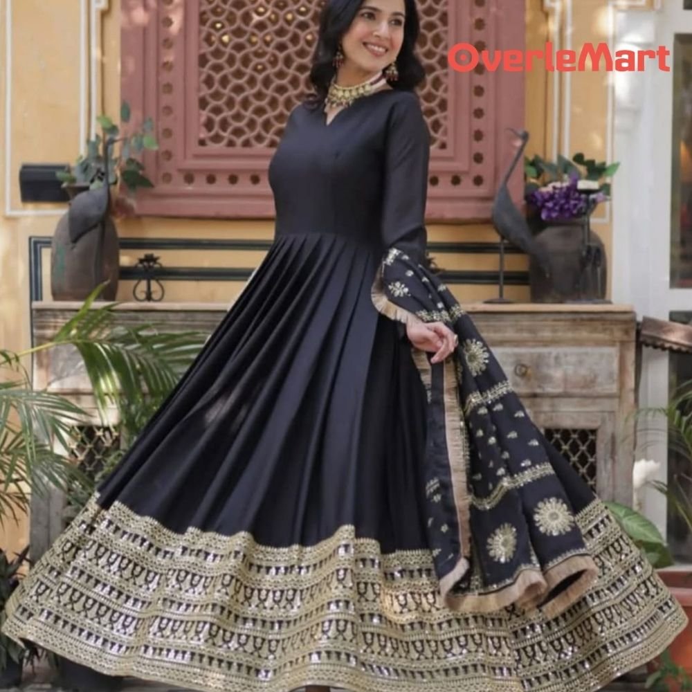 RBD001 - Black Kalamkari Layered Gown. Comes with Dupatta main image 1