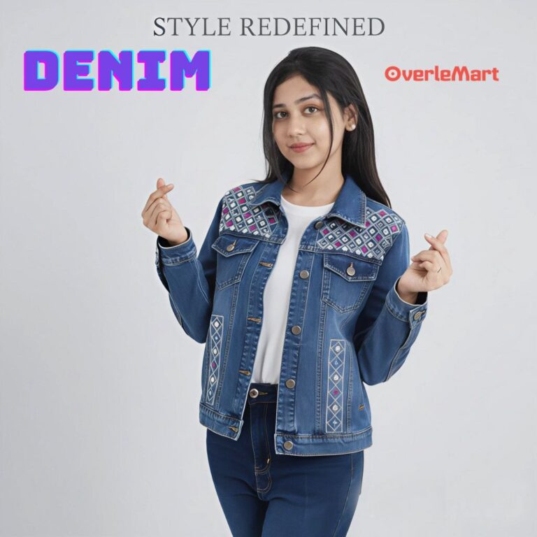 Ladies fashionable winter denim jacket 4